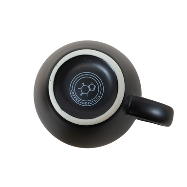 Coffee Addicts commercial ceramic cup with saucer in matte black cappuccino cortado cup 5oz 150ml underside