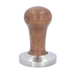 58.4mm espresso tamper in brown stained wood