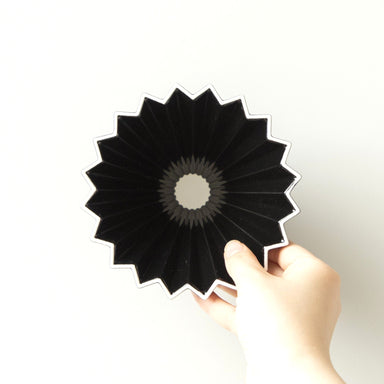 Origami medium ceramic dripper in black top view