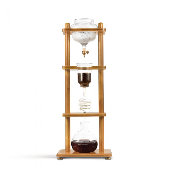 Yama Glass 6-8 Cup Cold Drip Maker Straight Bamboo Wood Frame